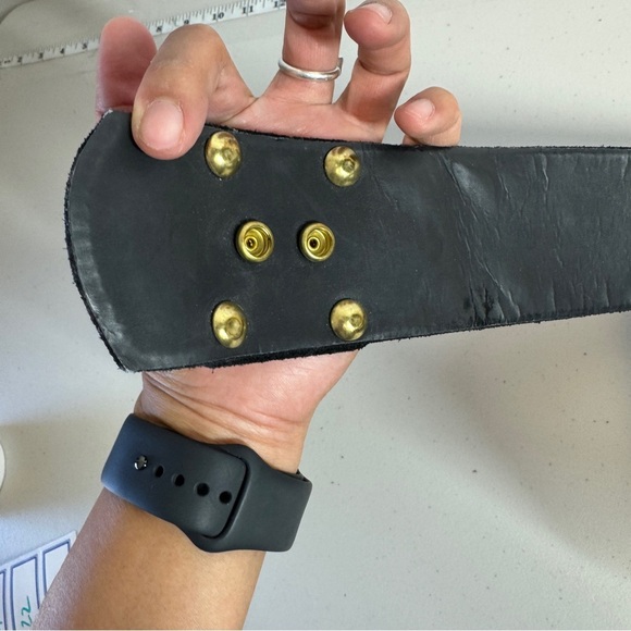 Vintage  80s Rare Dino Valiano Black Gold Adjustable Snap Belt Size 38 - Picture 6 of 13